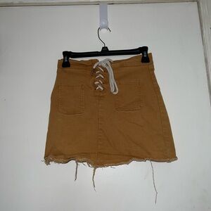 YesStyle Brown Lace-Up Mini Skirt